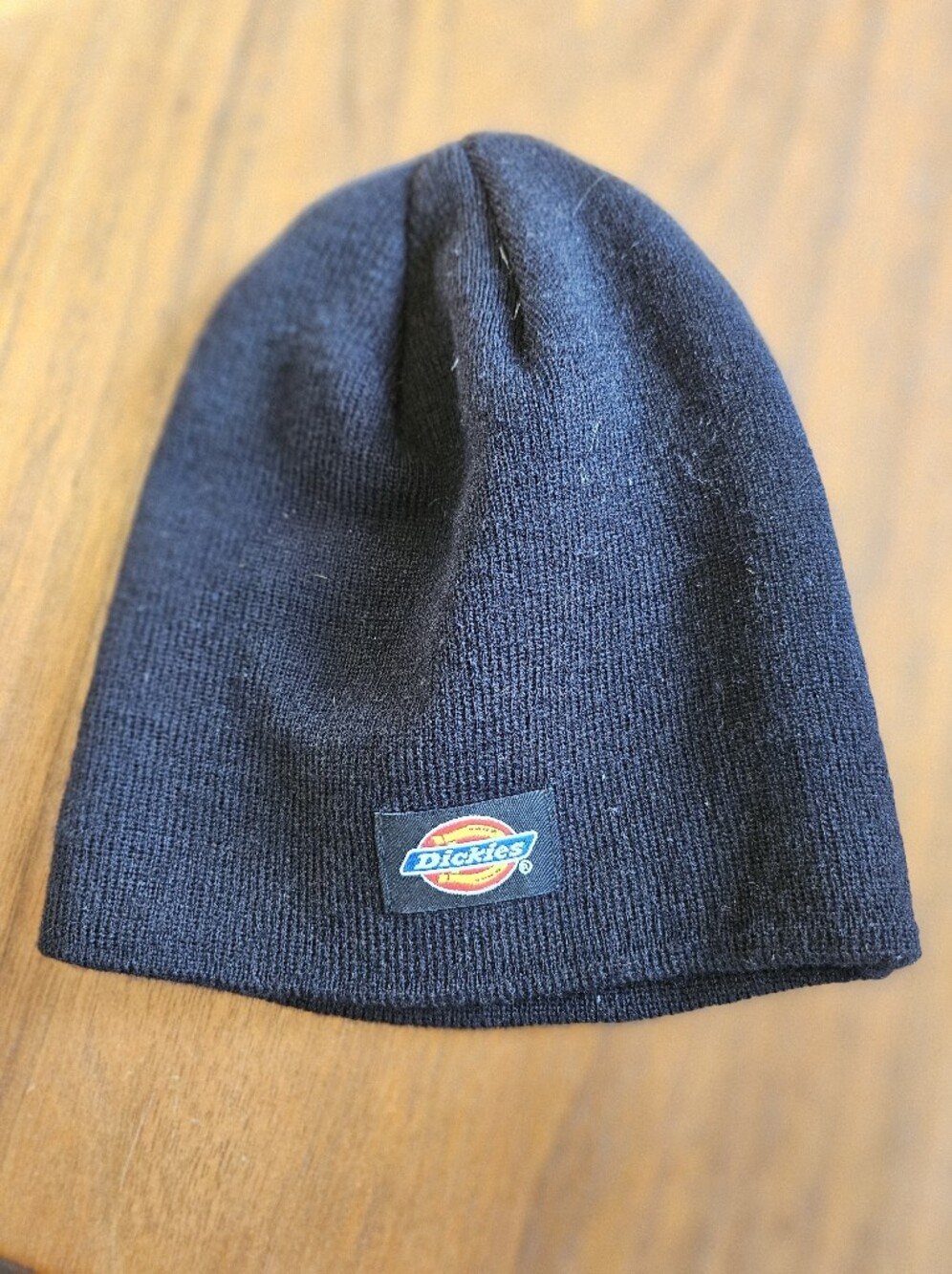 Unworn Dickies Black Acrylic Knit Beanie Hat with Front D Logo Patch OS